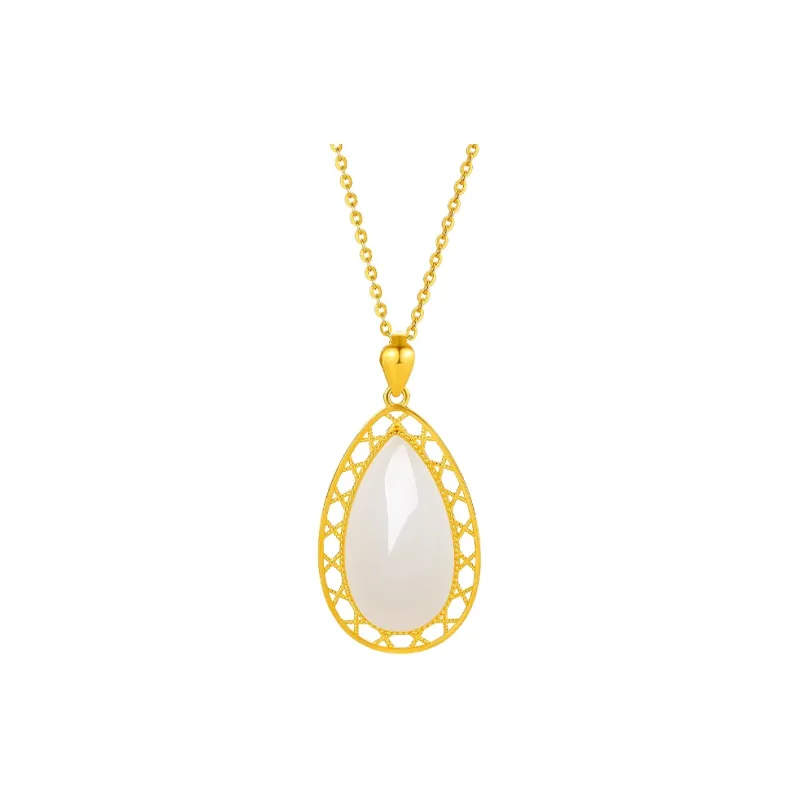 ZHOU LIU FU Hetian Jade Pendants Women's Waterdrop Pendant-1