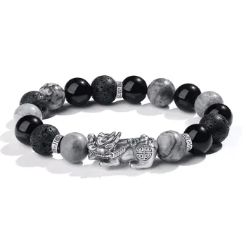 ZOKS Map Stone Jade Bracelets Men's
