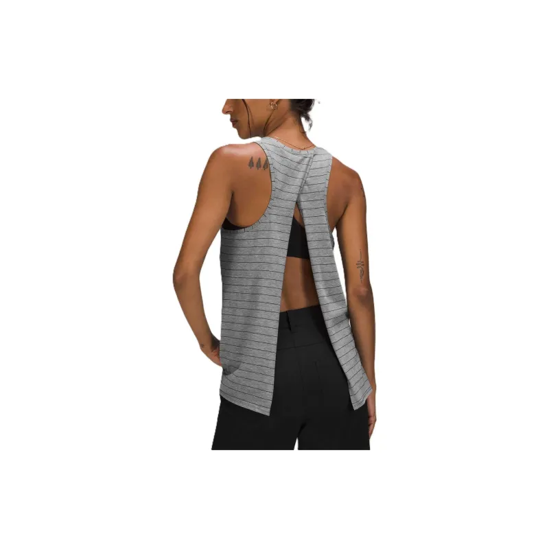 Lululemon All Tied Up Sport Vests Women's Stripes Mixed Medium Gray Black-1