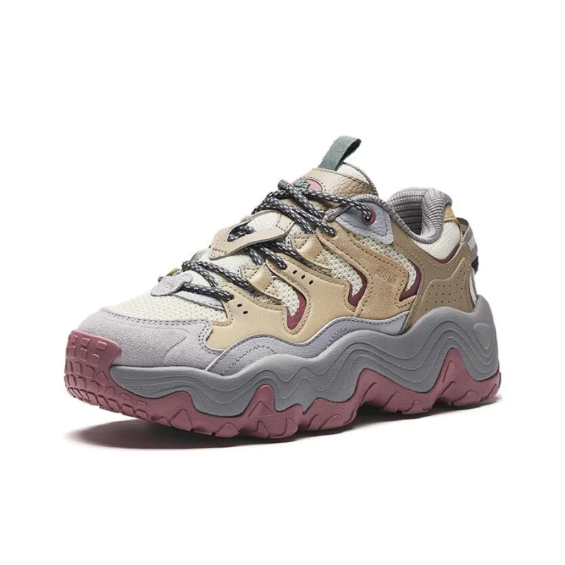 Anta Anti-Slip And Wear-Resistant Lightweight Low-Top Chunky Sneakers Women's Brown Gray-1