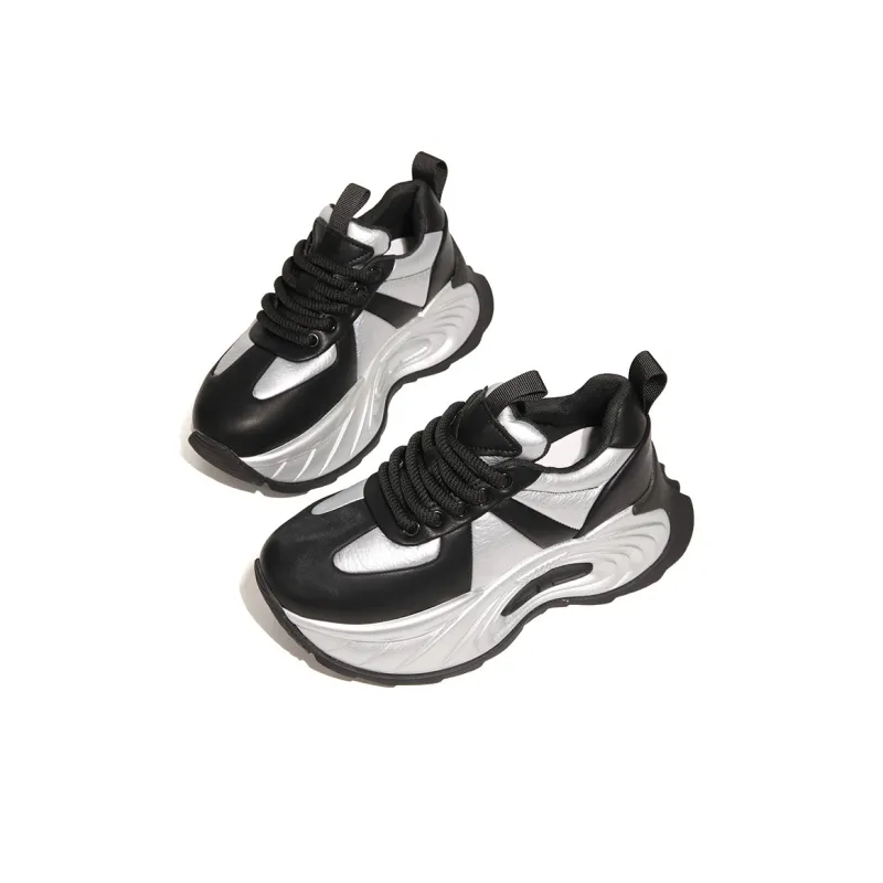 XIAOFAMIAO Wear Resistant Height Increasing Low Top Chunky Sneakers Women's-7