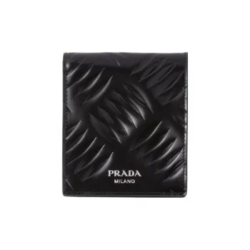 PRADA Brushed Leather Wallet Men's Black