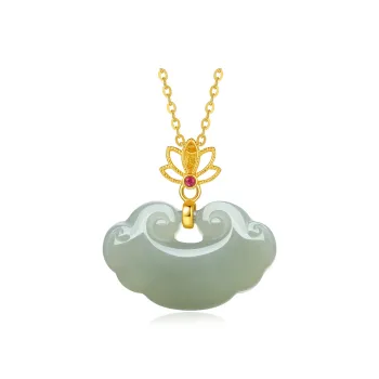 Cuiya Golden Building S925 Silver Hetian Jade Pendants Women's Pale Greenish-White Jade