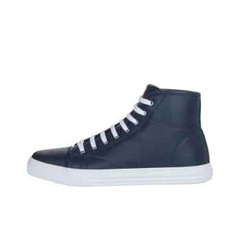 GUCCI Leather High Top Sneaker Dark Blue