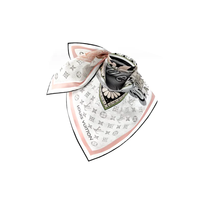 LOUIS VUITTON Mulberry Silk Scarves Women's Pink-2