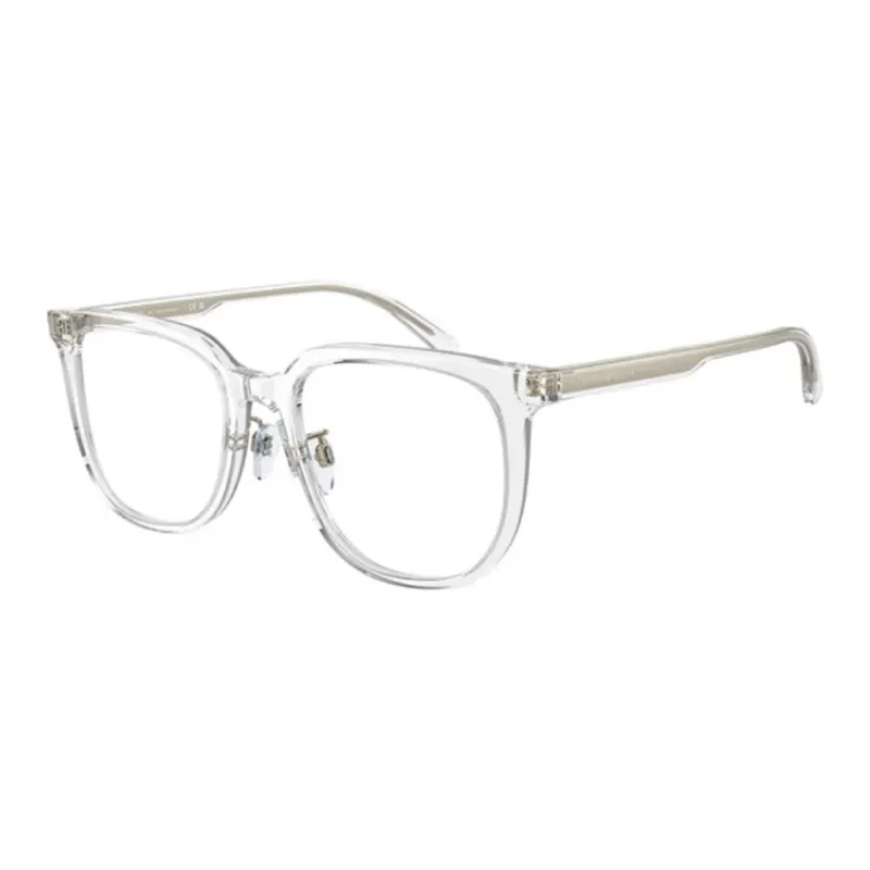 EMPORIO ARMANI Plate Frame Irregular Shape Eyeglass Frames Men's Transparent-0
