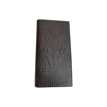 HERMES MC² Euclide Crocodile Leather Wallet Regular Unisex 88 Graphite Graphite Gray