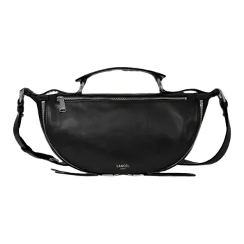 LANCEL Smooth Cow Leather Handbag, Shoulder Bag, Crossbody Bag Medium Size Women's Black & Nickel