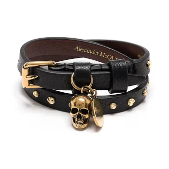 Alexander McQueen Hammered Studs Double wrap Bracelet