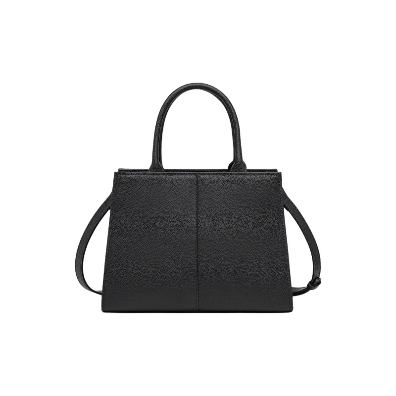 MILLIE'S Cow Leather, Synthetic Leather Handbag, Shoulder Bag, Crossbody Bag Tote Regular Women's Ecru/Black-6