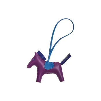 HERMES Milo Lambskin Pendant Bag Accessories Medium Size Unisex Violet With Sapphire Blue And French Blue Accents
