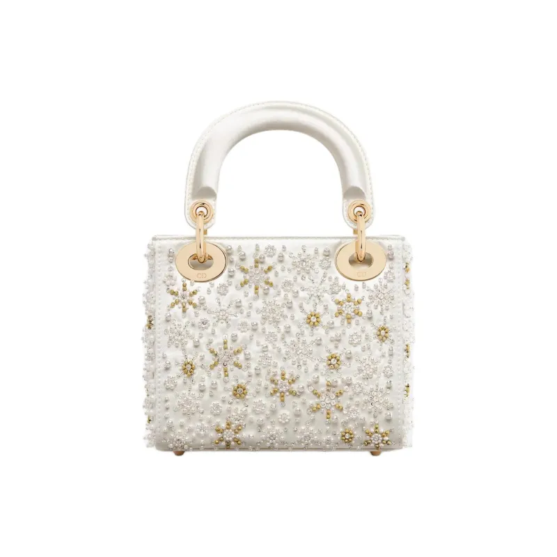 DIOR Lady Dior Satin Shoulder Bag Crossbody Bag Handbag Mini Women's Milk White-2