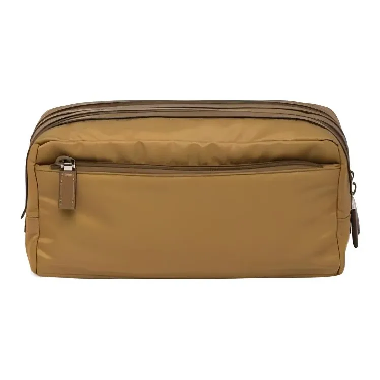 PRADA Fabric With Leather Toiletry Bag Makeup Bag Clutch Men's Brown-2