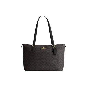 COACH Gallery PVC With Skin One Shoulder Crossbody Bag Tote Bag Shopping Bag Handbag Large Size Women's Dark Brown
