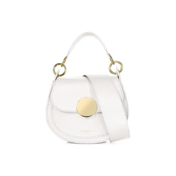 Le Parmentier Genuine Leather Calfskin Saddle Bag Portable Crossbody Bag Shoulder Bag Women's White