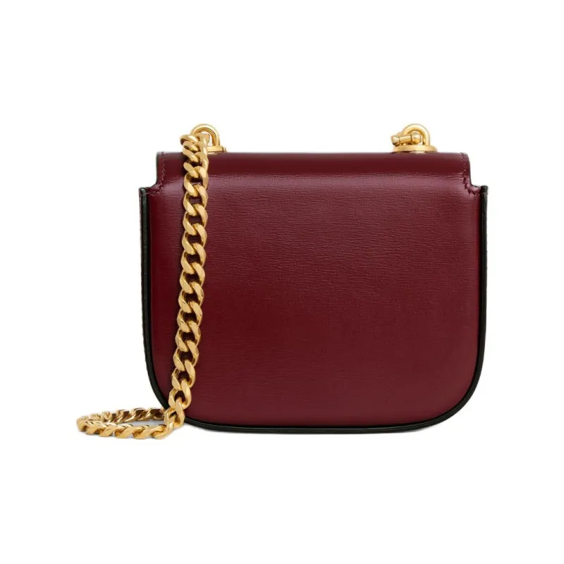 CELINE Shiny Calfskin Shoulder Bag, Crossbody Bag Mini Women's Light Burgundy-2