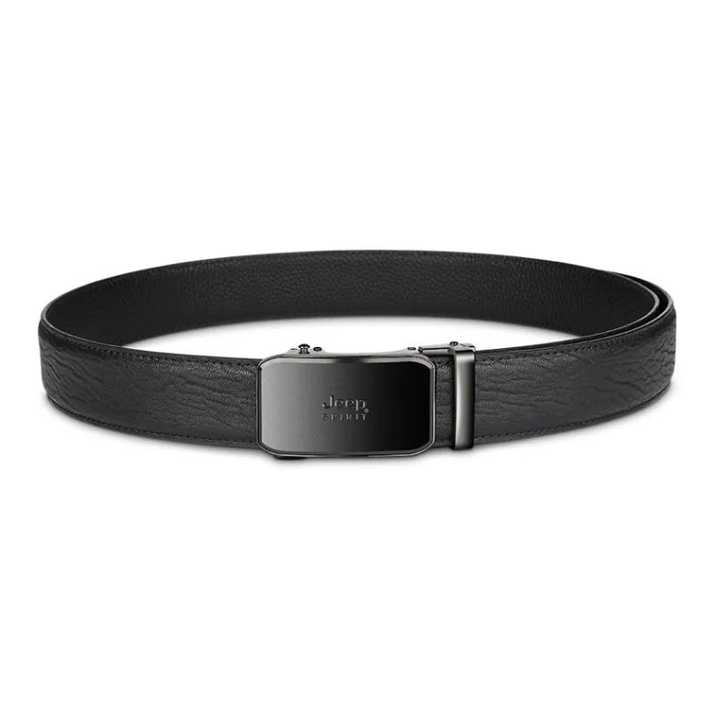 JEEP SPIRIT Business Pure Top Grain Cow Leather Youth Automatic Buckle Leather Belts Men's Width 3.4cm-1