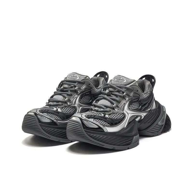 OGR Abrasion Resistant, Breathable, Lightweight, Height Increasing Low Top Running Shoes Unisex Dark Iron Black-2