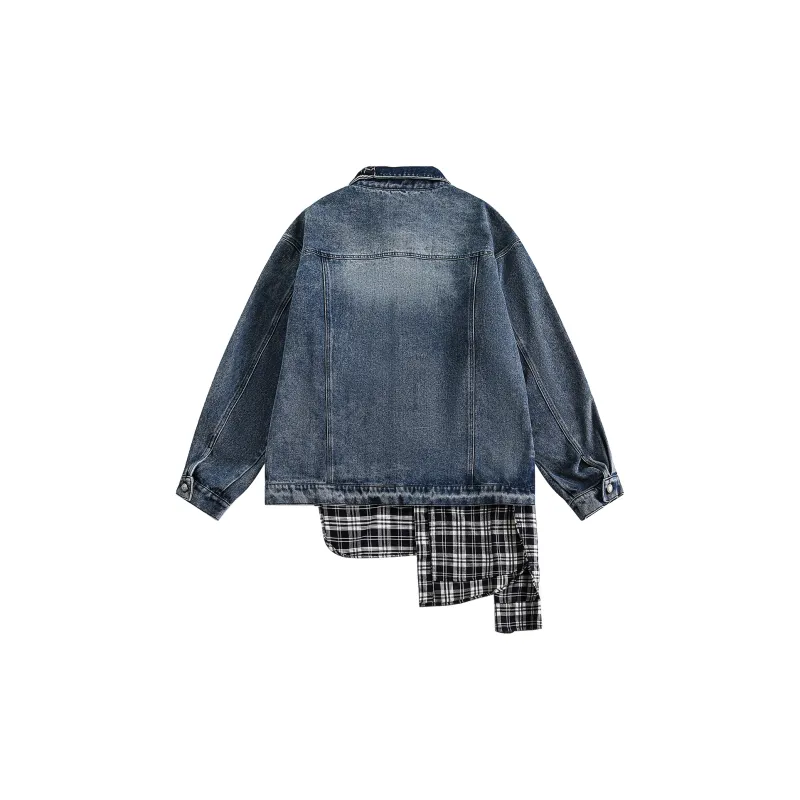 M MAICCO Denim Jackets Unisex Denim & Black & Plaid-1