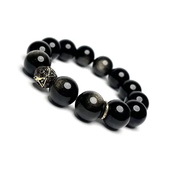 MOUNTAINS AND MANS Obsidian Fortune Beaded Bracelet Men's