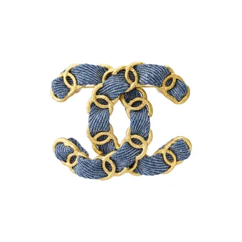 CHANEL Brooches Unisex Gold/Blue
