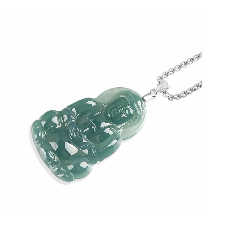 Long Fu Glutinous Jade Jadeite Necklace Trendy And Versatile Gift For Festivals Unisex-2