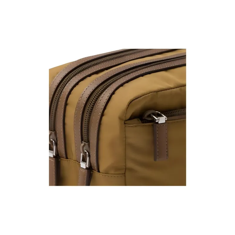 PRADA Fabric With Leather Toiletry Bag Makeup Bag Clutch Men's Brown-3