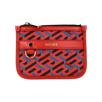 FANSIZHE La Greca Leather Clutch Women's Red/Blue
