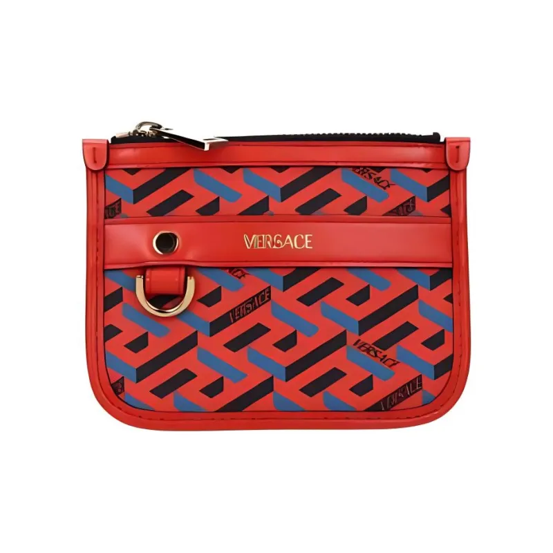 FANSIZHE La Greca Leather Clutch Women's Red/Blue-0