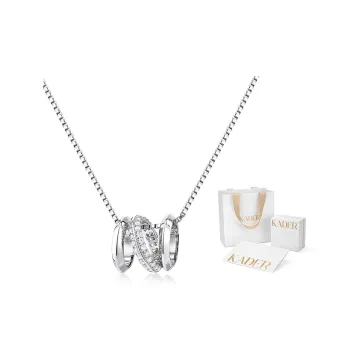 KADER 925 Silver Set With Diamonds Necklaces Women's Silver White, Goddess Exclusive Festival Box
