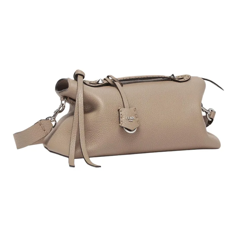 FENDI By The Way Series Calfskin One Shoulder Handbags Large Size Women's Gray-2