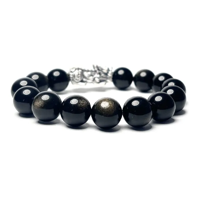 MOUNTAINS AND MANS Obsidian Boyfriend, Father Beaded Bracelet Men's-4