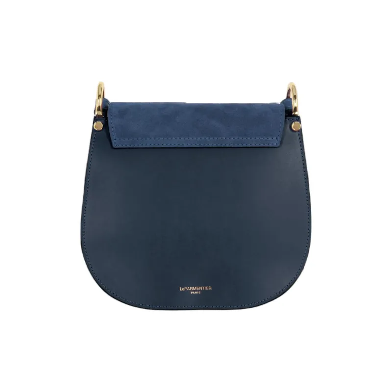 Le Parmentier Suede Smooth Leather Crossbody Bag Shoulder Bag Women's Denim Blue-2