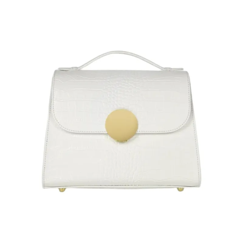Le Parmentier Embossed Calfskin Shoulder Bag Crossbody Bag Handbag Regular Women's White-0