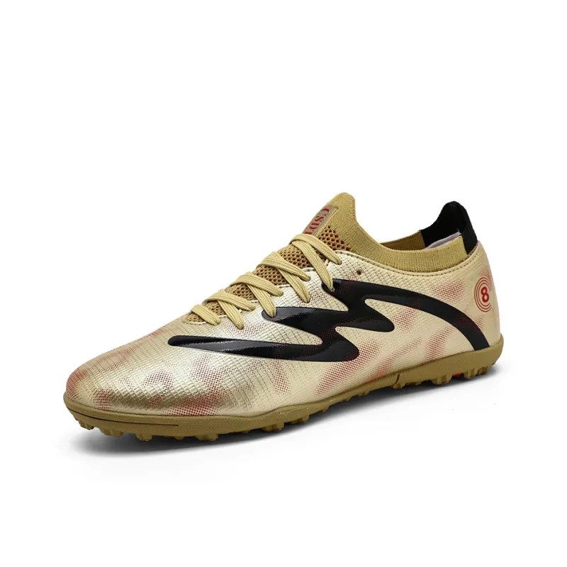 MEKY Soccer Shoes Unisex Low Top Black/Gold/Cyan-1