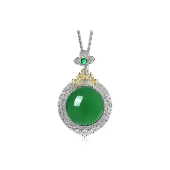 Cuiya Golden Building S925 Silver Jade Pendants Women's Chalcedony
