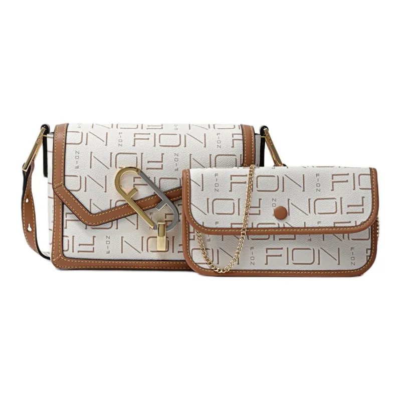 FION Canvas Coating/Metal Parts Shoulder Bag Women's Multicolor-8