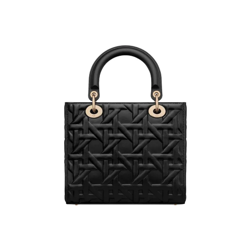 DIOR Lady Dior Calfskin Shoulder Bag Crossbody Bag Handbag Medium Size Women's Black-2
