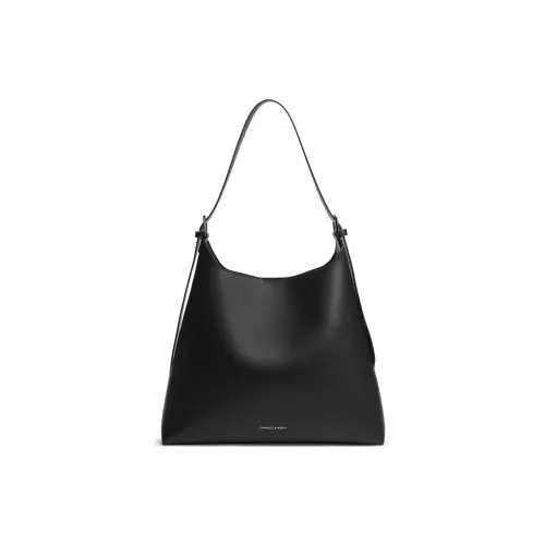 CHARLES&KEITH PU Tote Bag, Shopping Bag, Crossbody Bag, Shoulder Bag Medium Size Women's Black/Gray/Wine Red