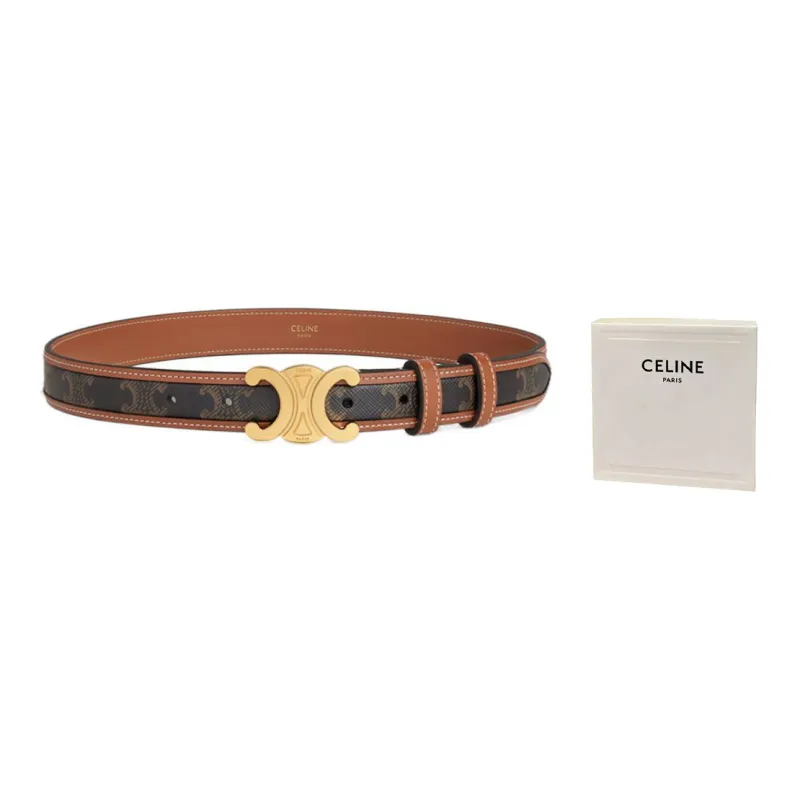 CELINE Medium Triomphe Belt In Triomphe Canvas And Calfskin-3