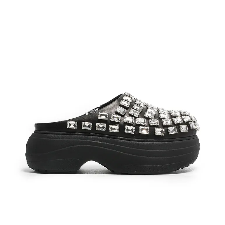 BLOCCO5 Rubber Sole Rhinestone Stud Abrasion Resistant Slip Resistant Wrap toe Slippers Women's-1