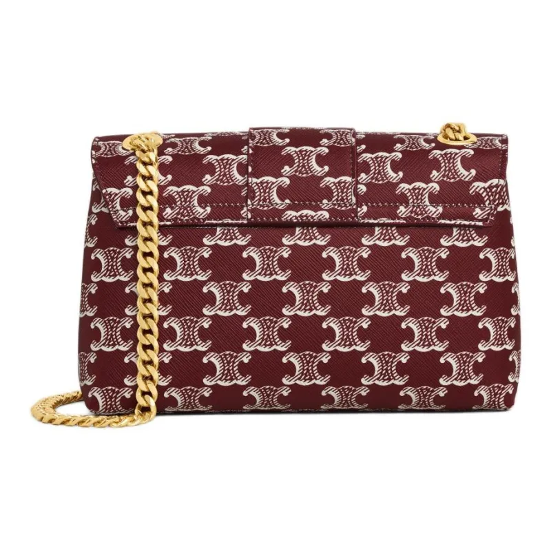CELINE Leather Shoulder Bag Crossbody Bag Women's Light Burgundy Red-3