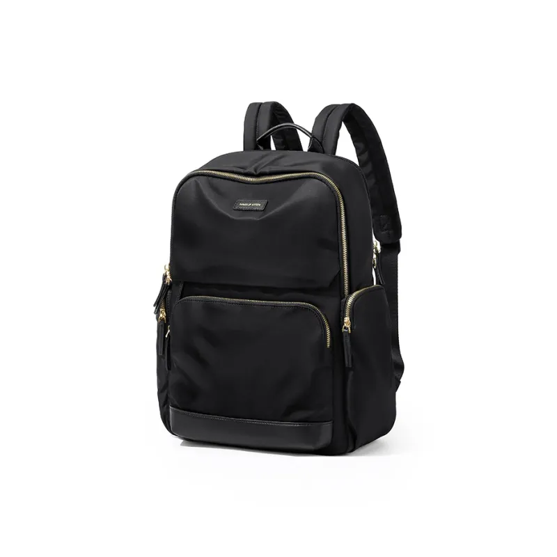 MAKEUP KITTEN Nylon Fabric Synthetic Leather Backpack Large Size Unisex Khaki/Black-8