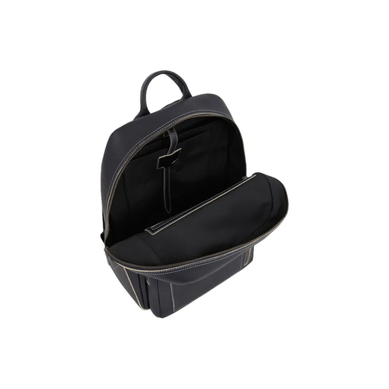 LANCEL ROLAND GARROS Collaboration Grained Cow Leather Backpack Small Size Unisex Black-3