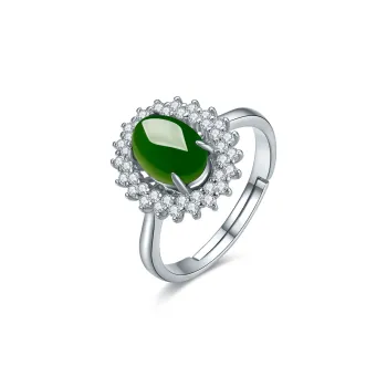 TAMINA Hetian Jade Rings Women's Jasper