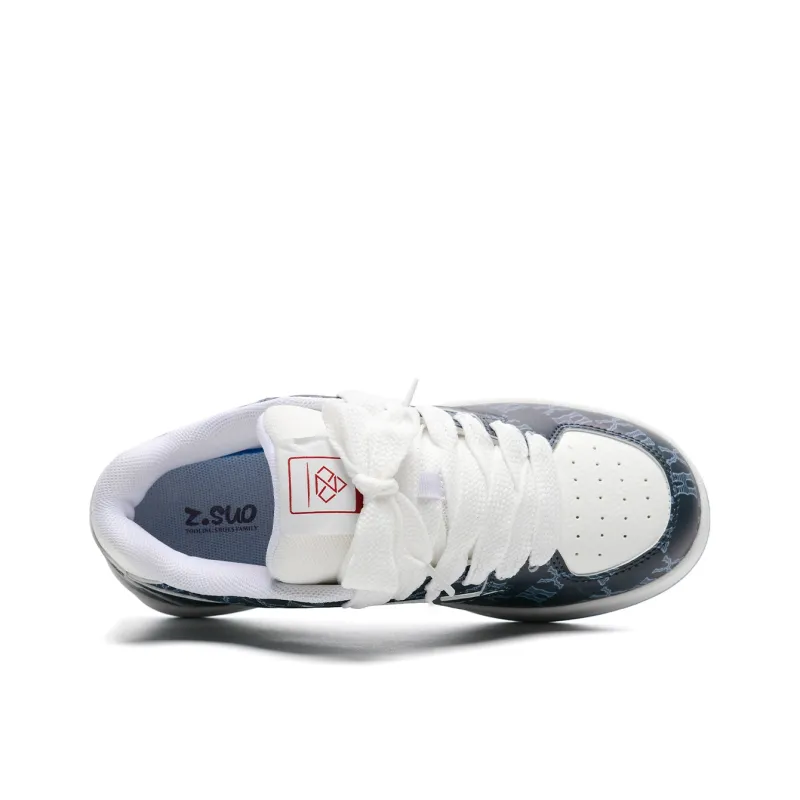 Z.SUO Slip-Resistant Lightweight Breathable Low-Top Skateboard Shoes Unisex White Gray Box Included-11