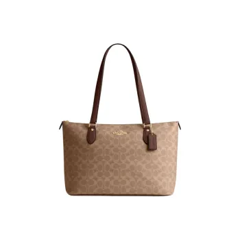 COACH Gallery PVC With Skin Tote Bag Shopping Bag Shoulder Bag Handbag Large Size Women's Dark Khaki