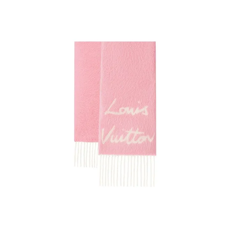 LOUIS VUITTON Alpaca Knit Scarves Women's Rose-2