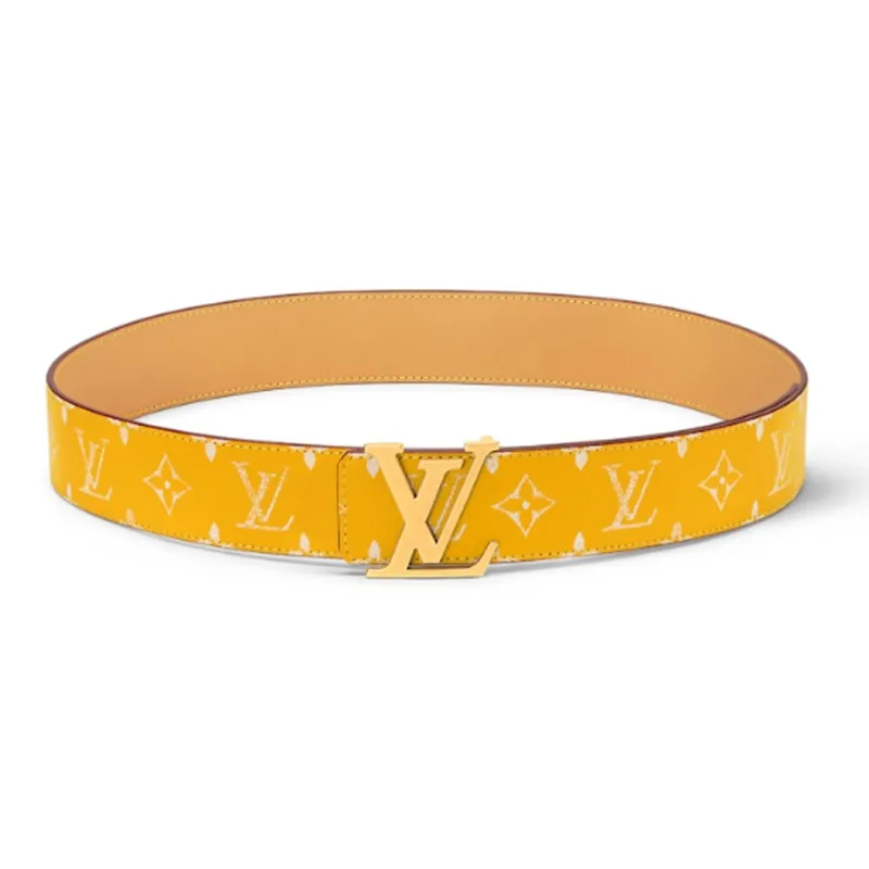 LOUIS VUITTON 24 Early Spring Logo Leather Belts Men's Yellow Width: 4cm-0