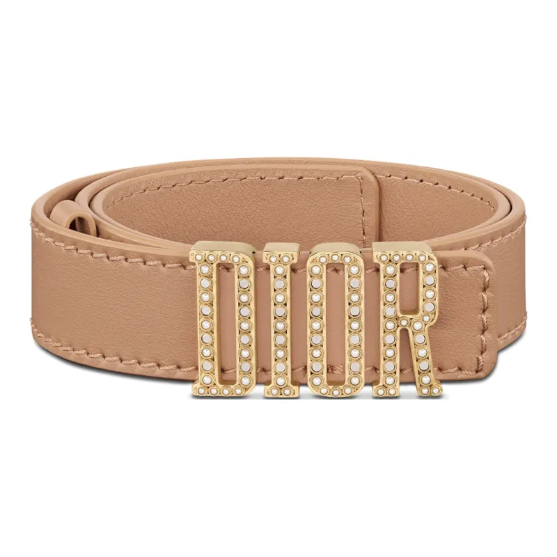 DIOR Cow Leather Leather Belts Women's Bronze Width: 3cm-1